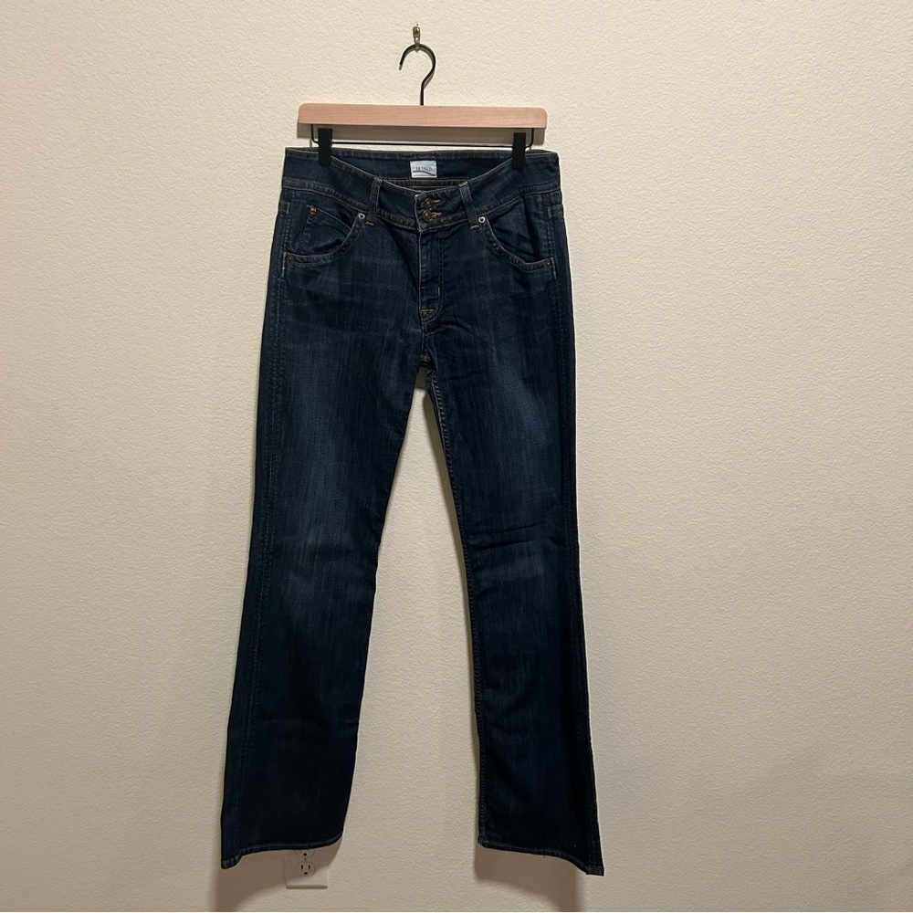 Hudson Jeans Women's Classic Blue Wash Denim signature mode rise bootcut Jean